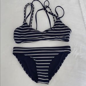 Blue and White Stripped Bikini Set